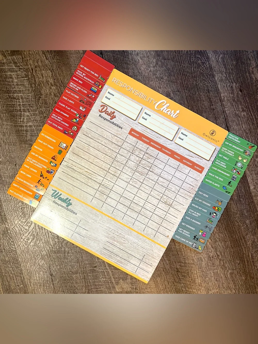 Owlconic Magnetic Responsibility Chore Chart 40 Task Magnets Dry Erase